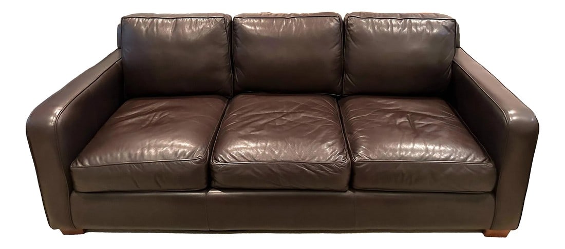 Thomasville Premium Brown Leather Sofa (1 of 11)