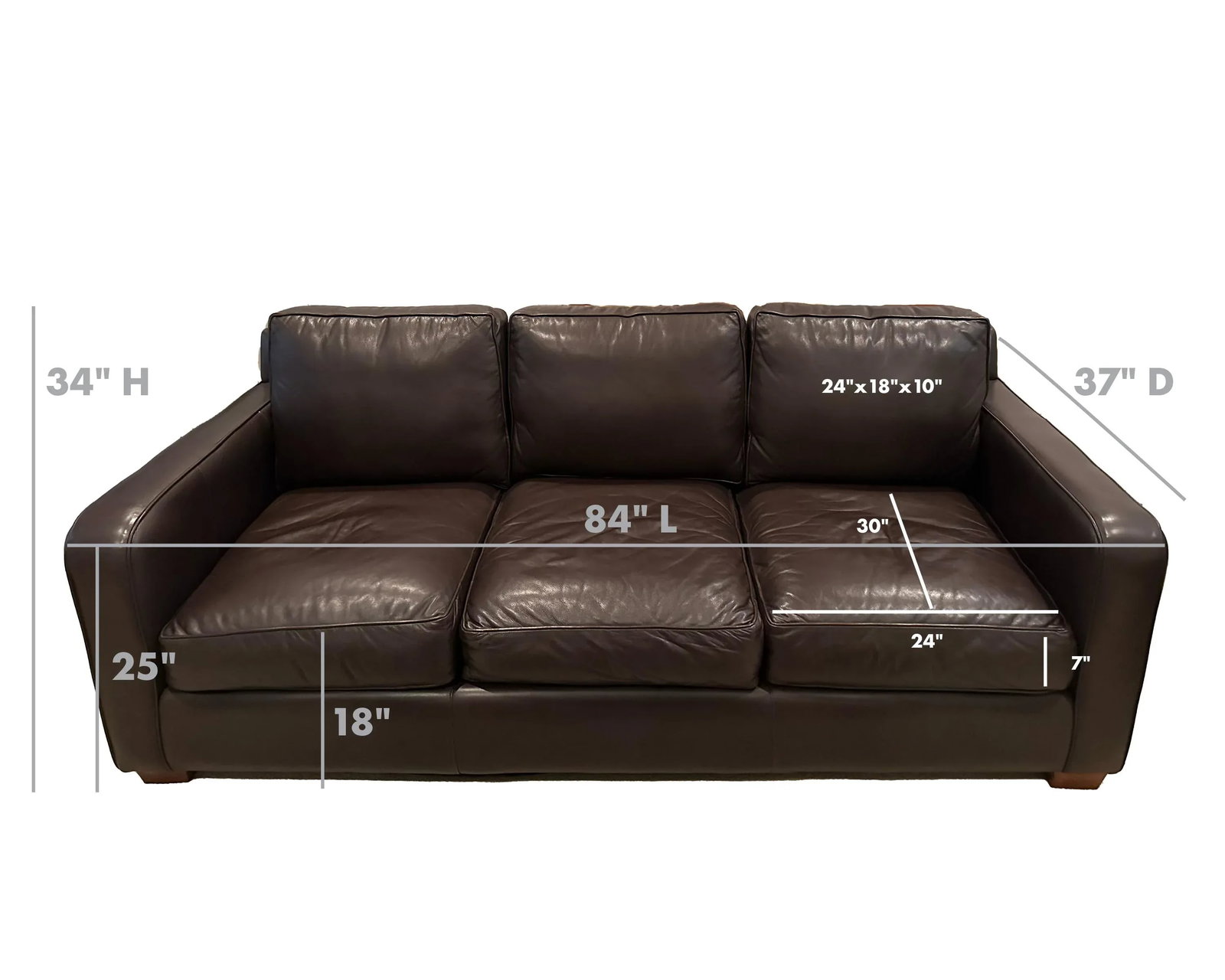 Thomasville Premium Brown Leather Sofa - 4