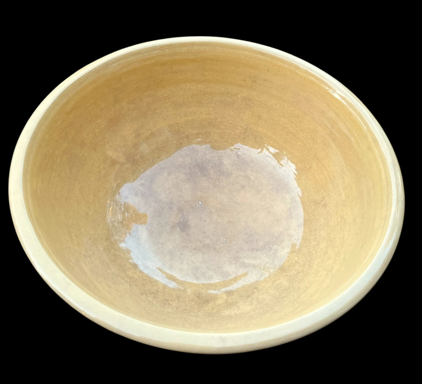 Largest Antique Weller Pottery #16 Yellow Ware Striped Farmhouse Bowl - 3