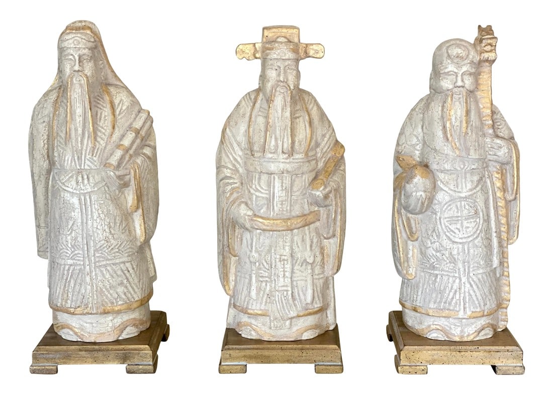 20th Century Chinese Fu Lu Shou Stellar Gods Statues Fulushou - Set of 3 (1 of 12)