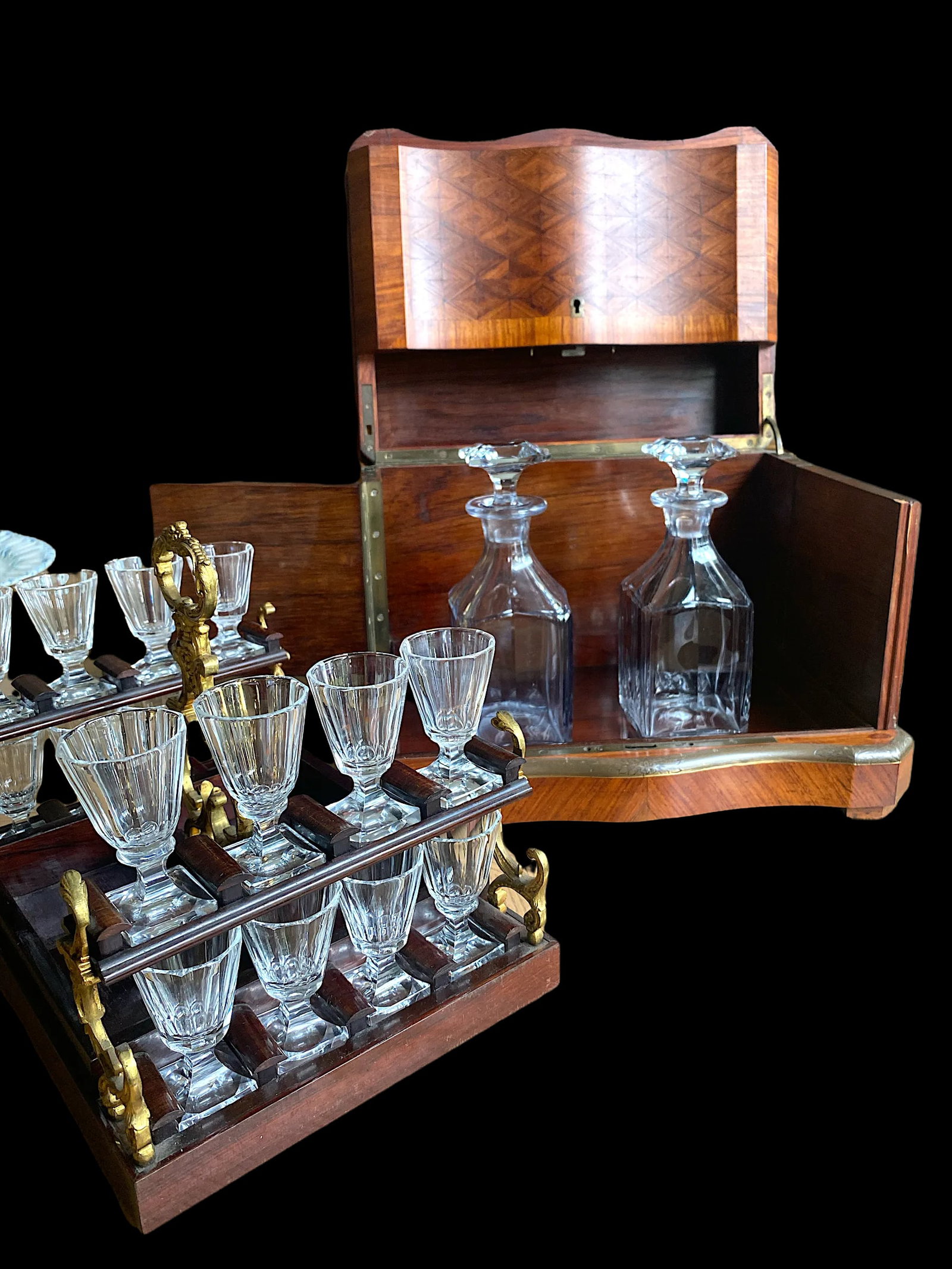 Late 19th Century French Napoleon III Marquetry Tantalus Cellarette Liquor Cabinet With Original Cry - 10