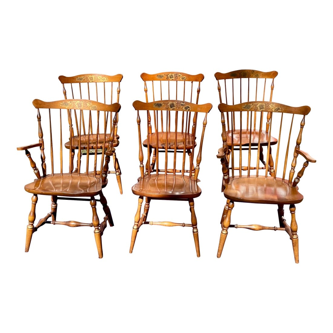 Late 20th Century L. Hitchcock Fan Back Windsor Dining Chairs Set of 6 (1 of 12)