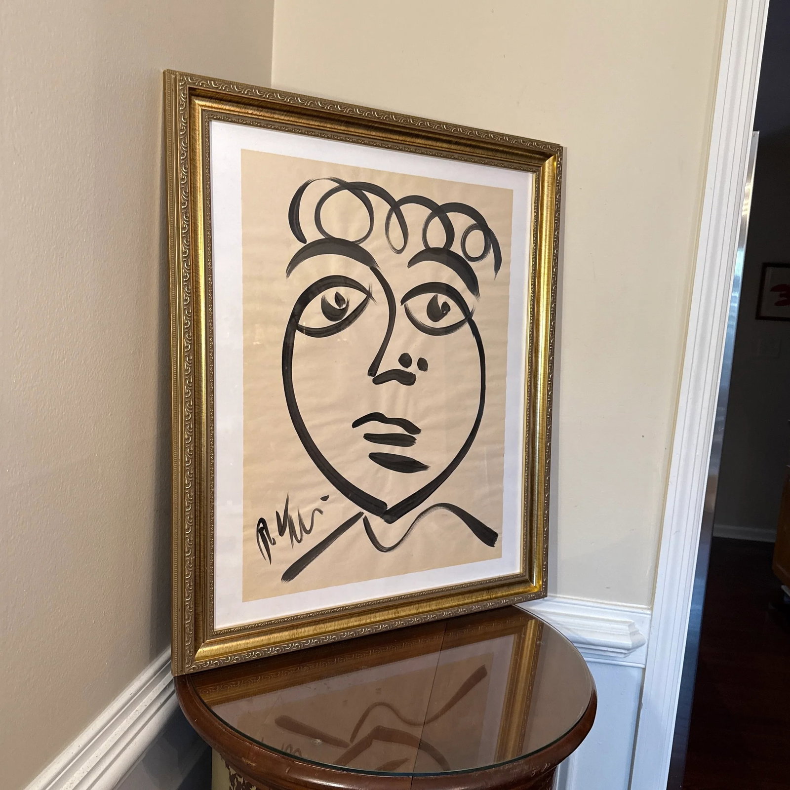 Peter Keil Original Black & White Abstract Portrait Painting ~ Framed - 2