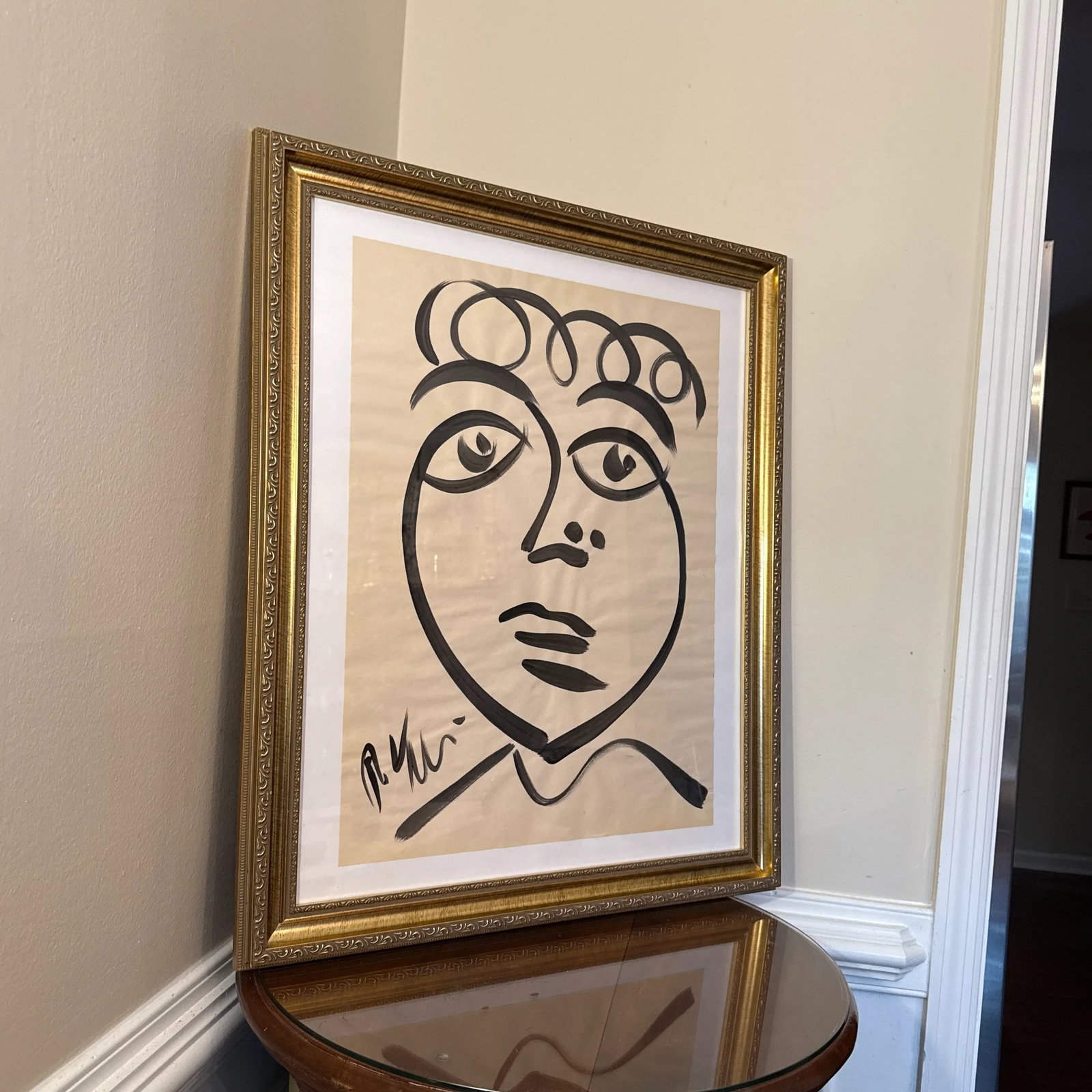 Peter Keil Original Black & White Abstract Portrait Painting ~ Framed - 3
