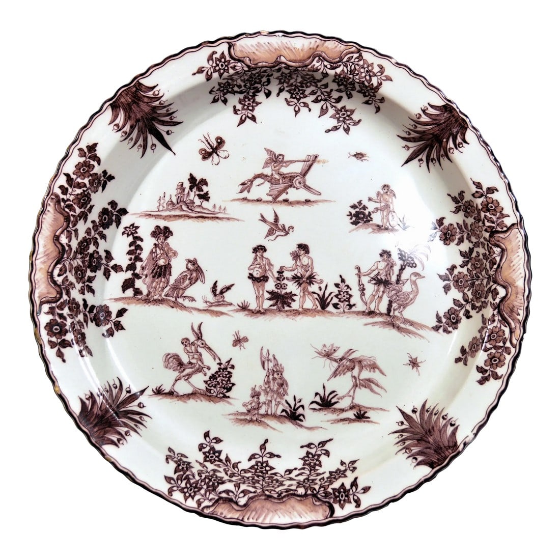 French Faience Massive Shallow Basin in the Style of Moustiers, Edme Samson Et Cie, Paris: The New World: Samson's Faience Basin of America Object: Shallow Basin (Bassinet) Origin: Paris, France Maker: Edmé Samson et Cie (Circa 1885) Original Model: Clérissy Workshop,