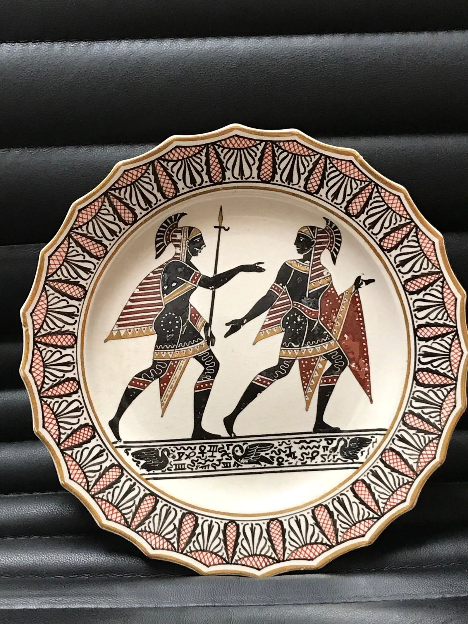 Giustiniani Egyptomania Pottery Plate with Gilt Highlights, Swan Right - 3