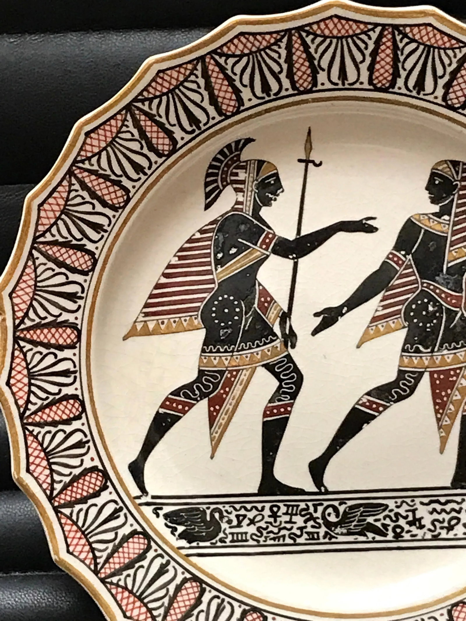 Giustiniani Egyptomania Pottery Plate with Gilt Highlights, Swan Right - 4