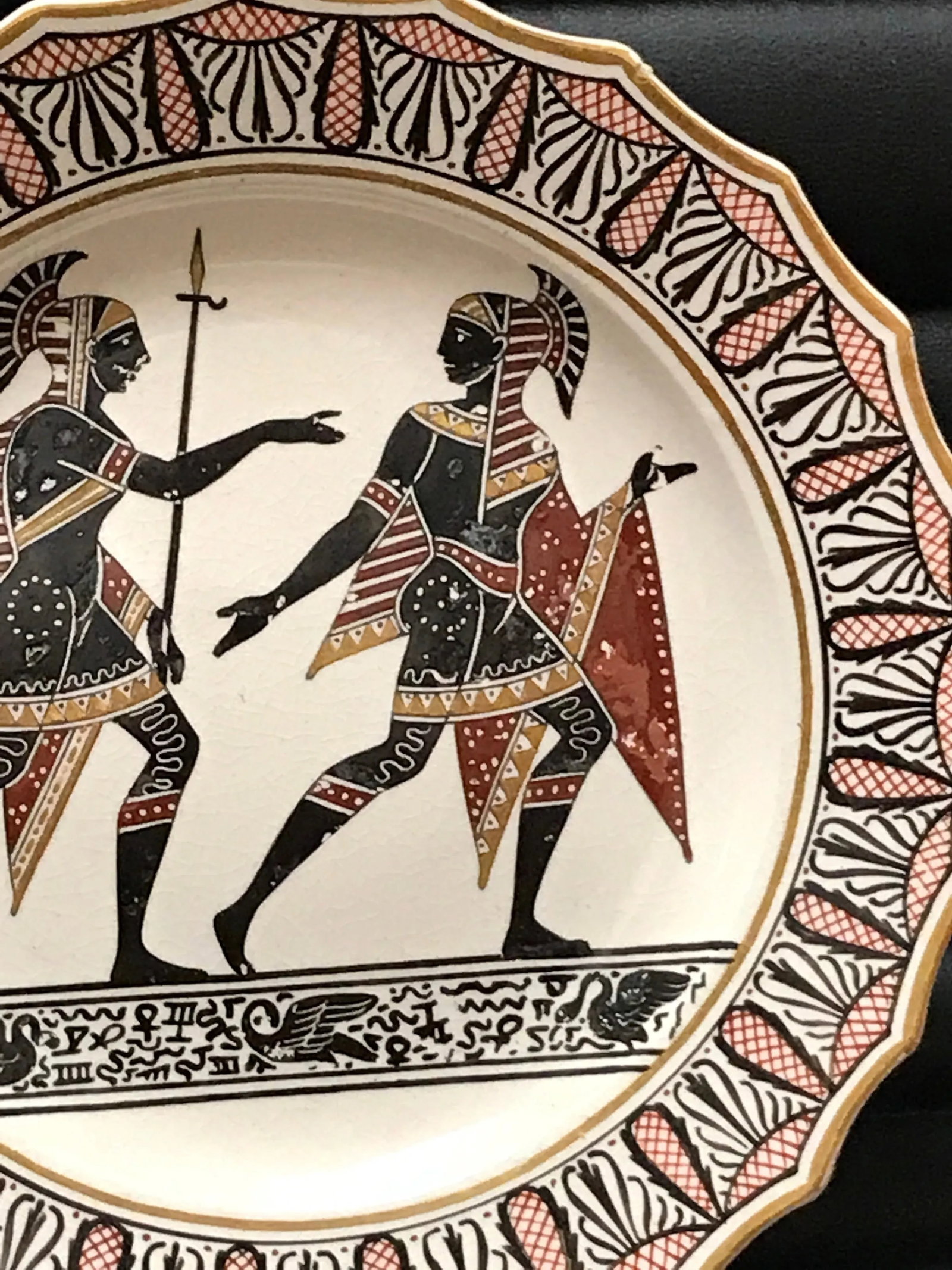 Giustiniani Egyptomania Pottery Plate with Gilt Highlights, Swan Right - 5