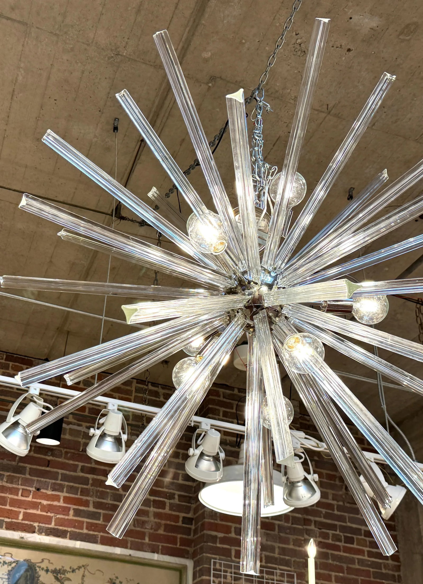 Monumental 52" Italian Venini Murano Glass Sputnik 8 Light Chandelier - 10