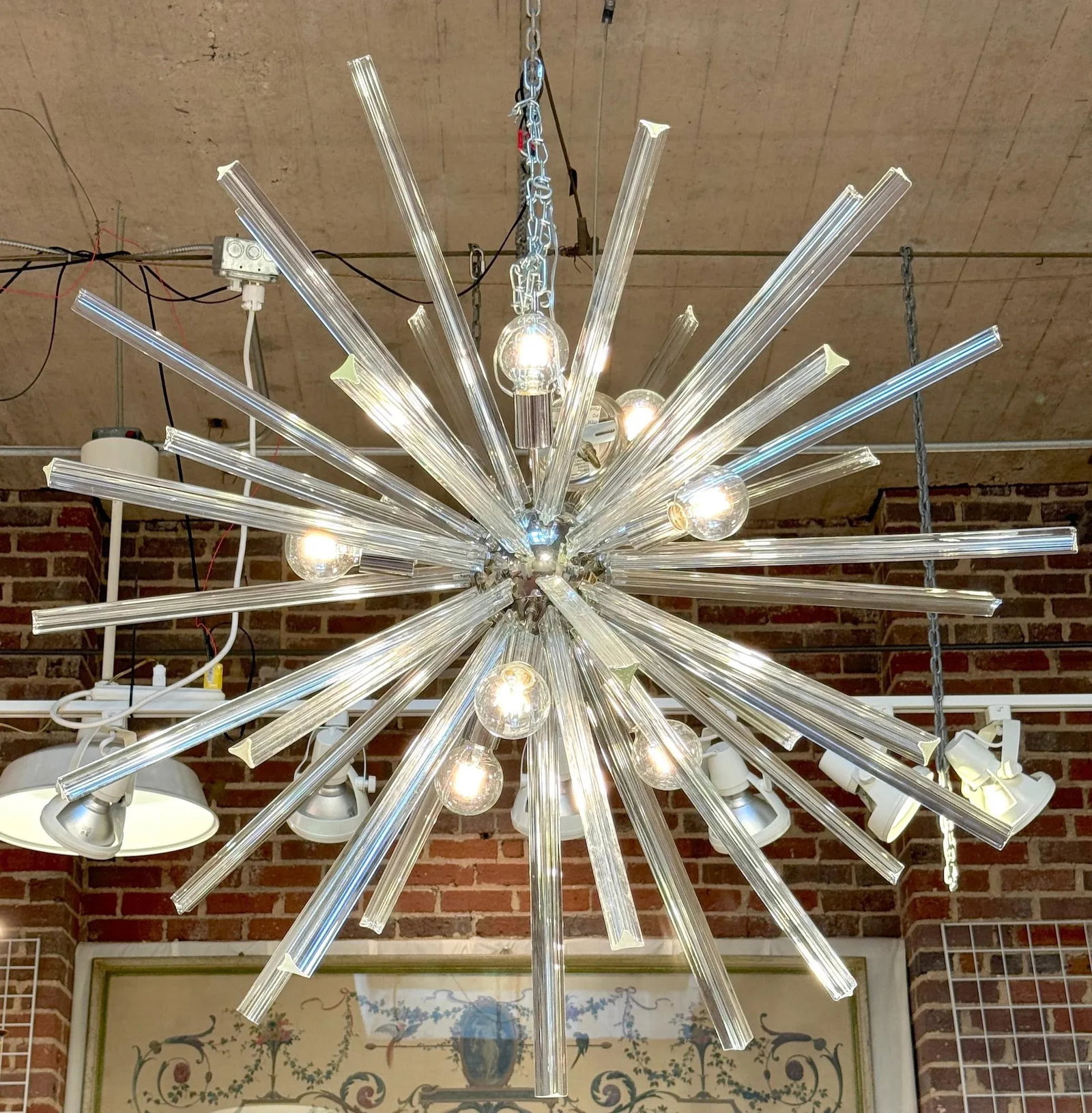 Monumental 52" Italian Venini Murano Glass Sputnik 8 Light Chandelier - 4