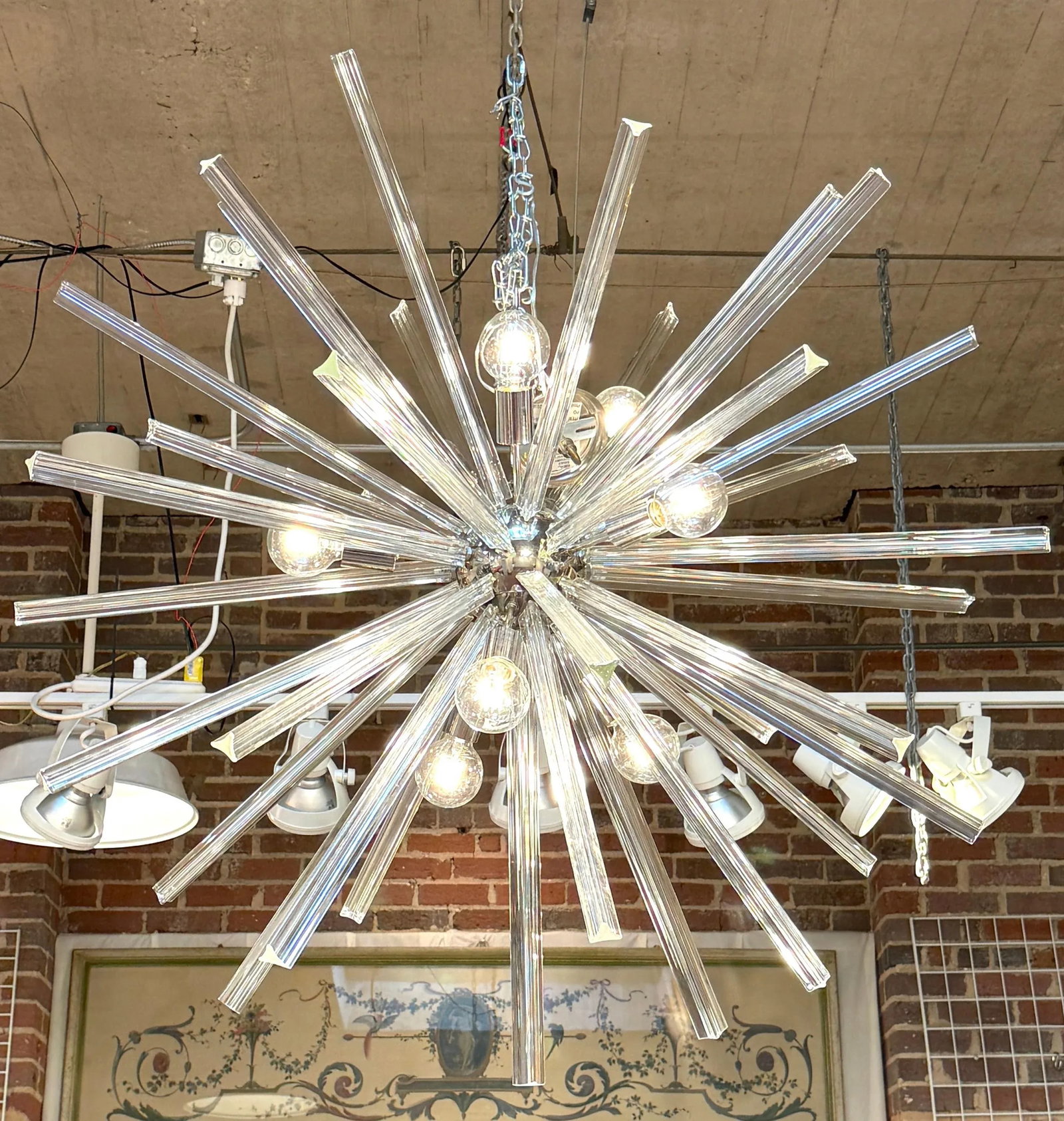 Monumental 52" Italian Venini Murano Glass Sputnik 8 Light Chandelier - 5