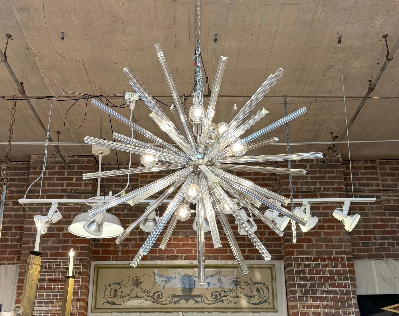 Monumental 52" Italian Venini Murano Glass Sputnik 8 Light Chandelier - 6