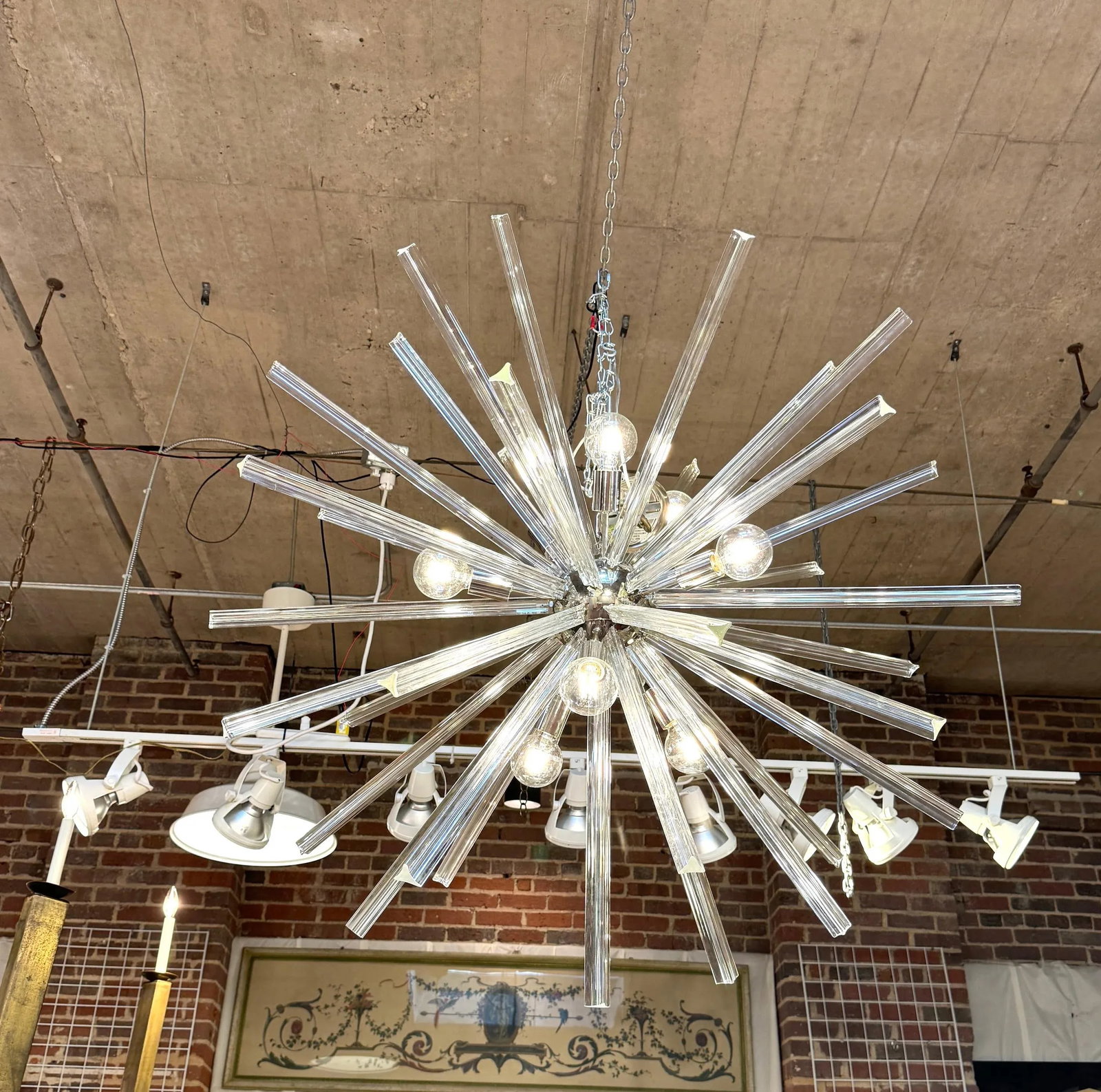 Monumental 52" Italian Venini Murano Glass Sputnik 8 Light Chandelier - 8