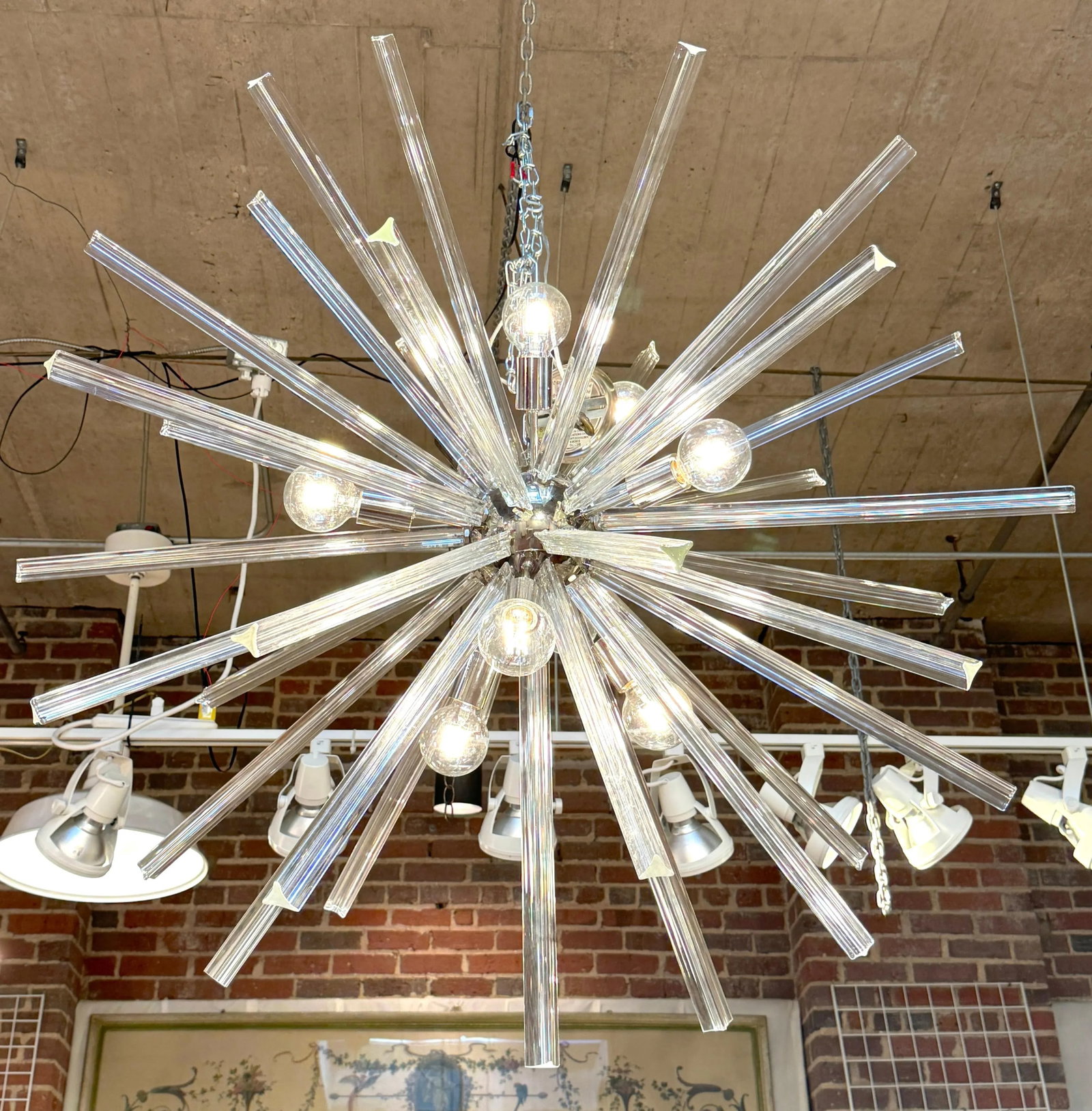Monumental 52" Italian Venini Murano Glass Sputnik 8 Light Chandelier - 9