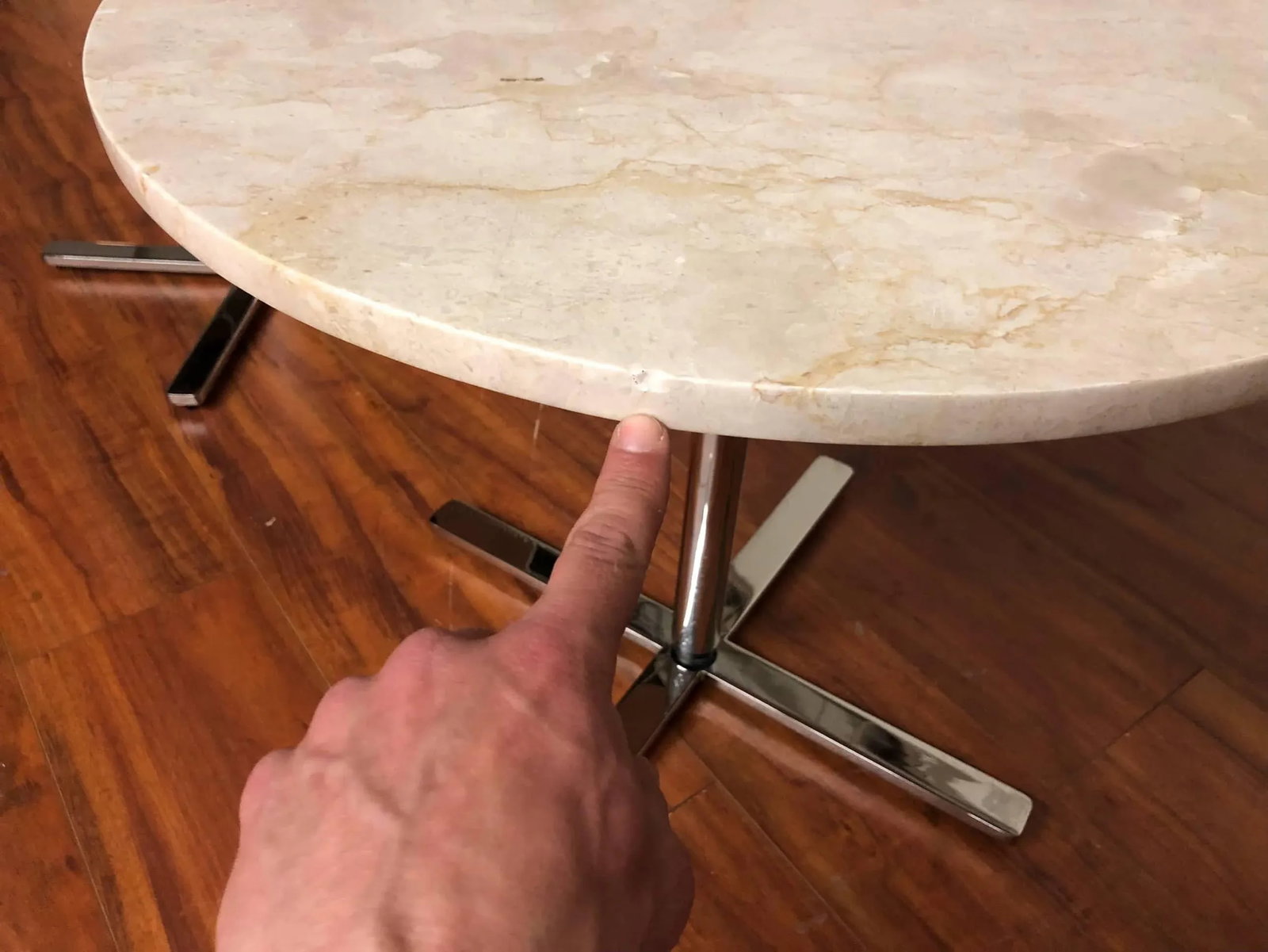 Vintage Travertine & Stainless Side Tables - A Pair - 6