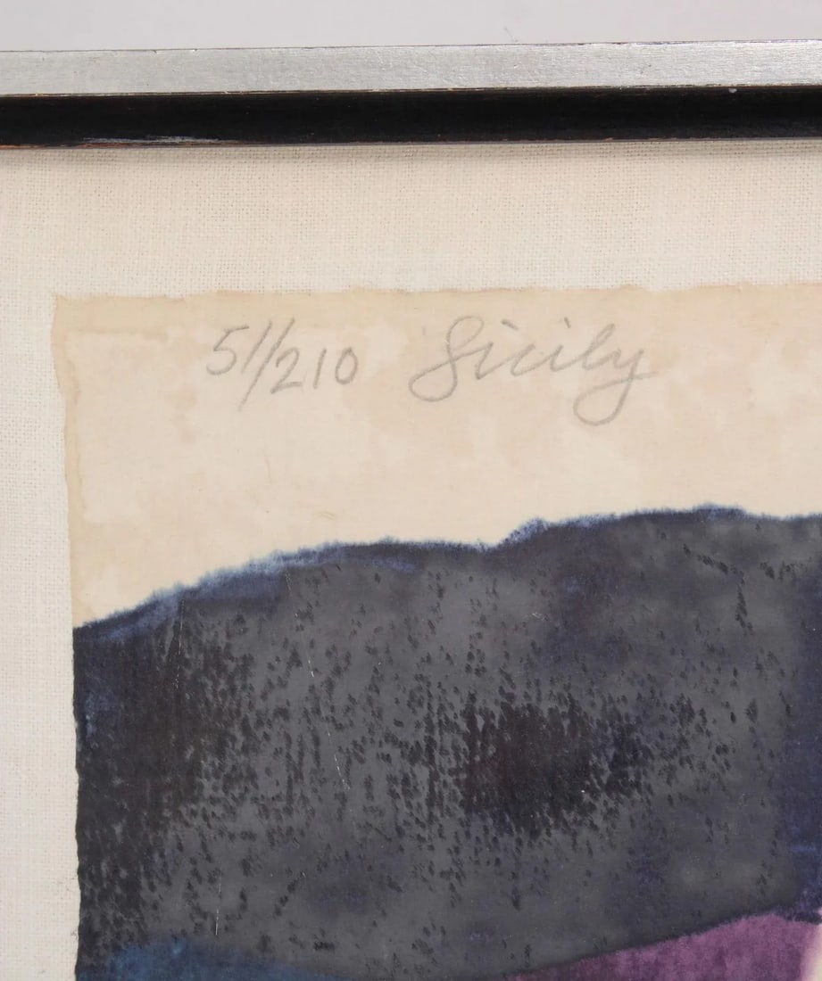 Original Signed Carol Summer "Sicily" Woodcut, Framed - 6