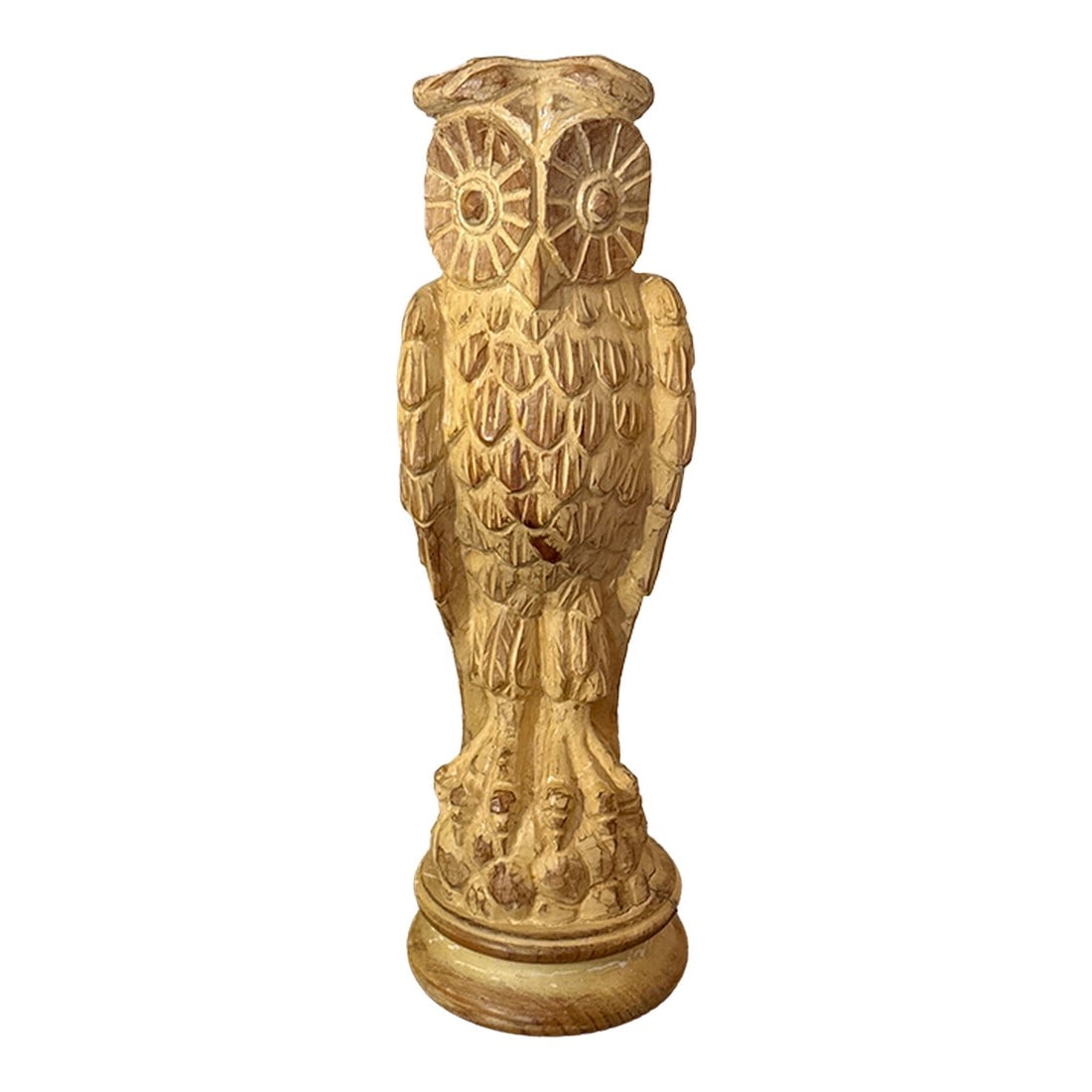 Vintage 1970 Hand Carved Owl Sculputure by Sarrid LTD