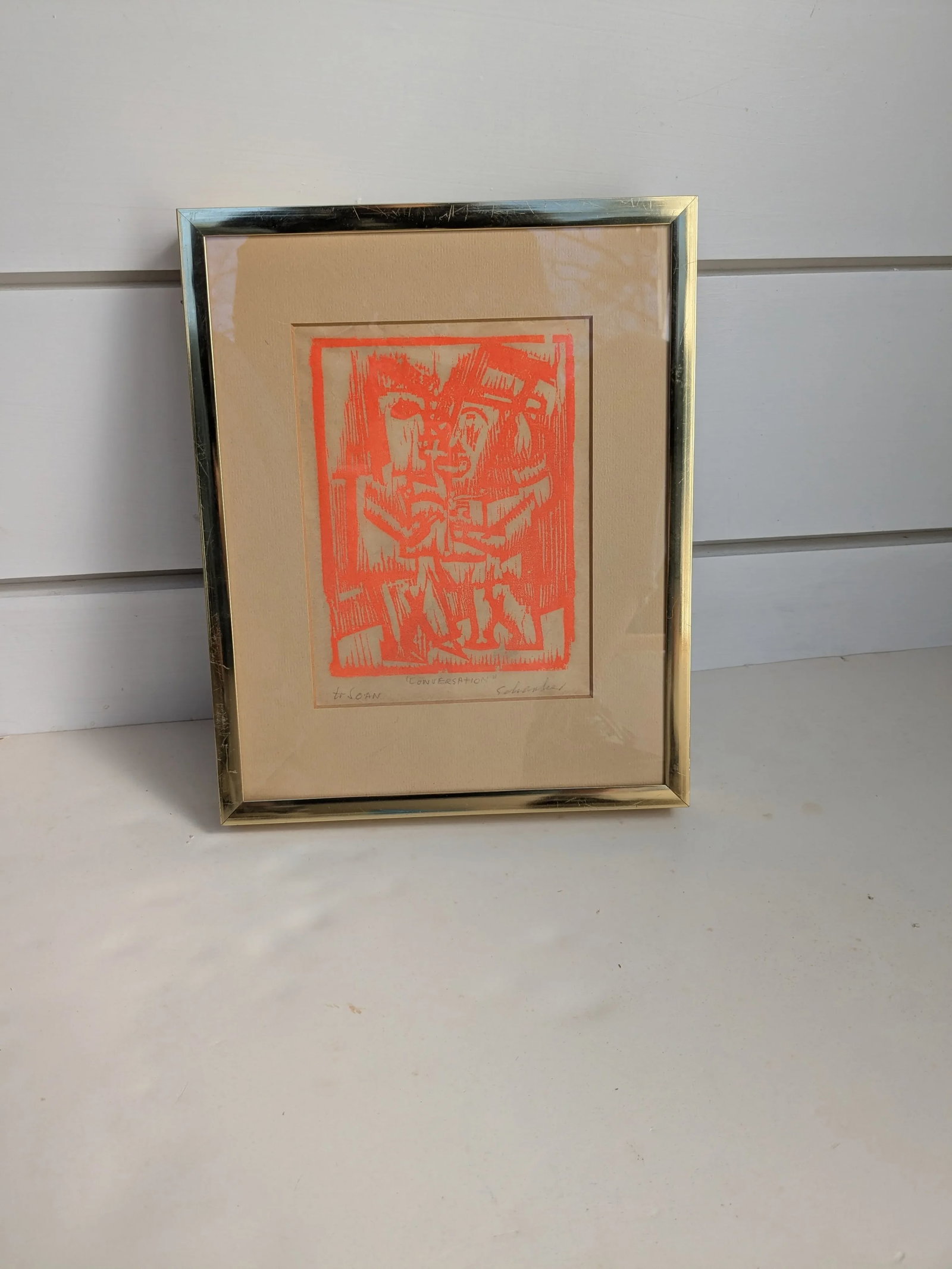 Vibrant Framed Tribal Signed Woodcut - 3