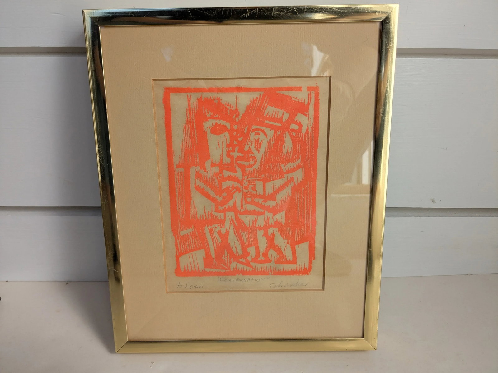 Vibrant Framed Tribal Signed Woodcut - 4