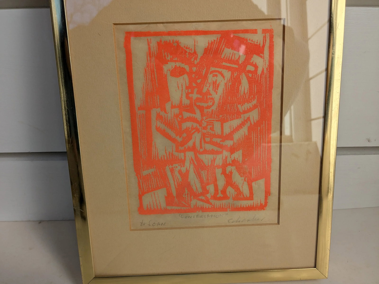 Vibrant Framed Tribal Signed Woodcut - 6