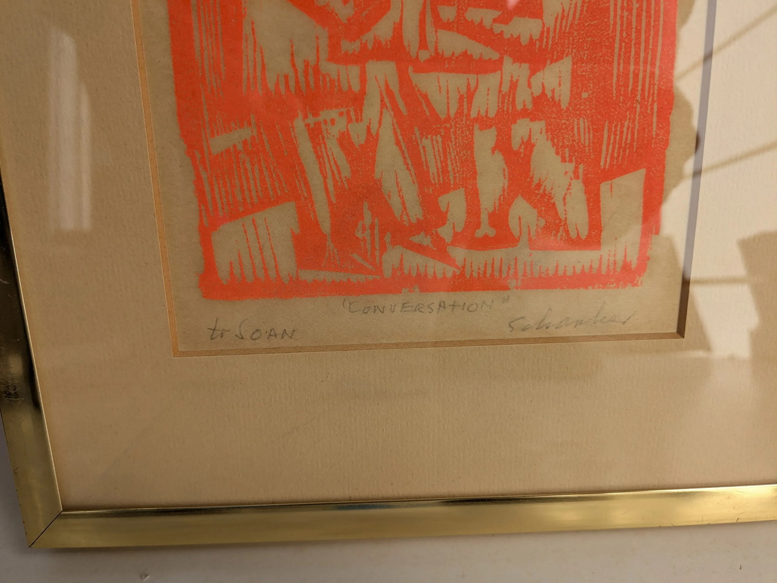 Vibrant Framed Tribal Signed Woodcut - 7