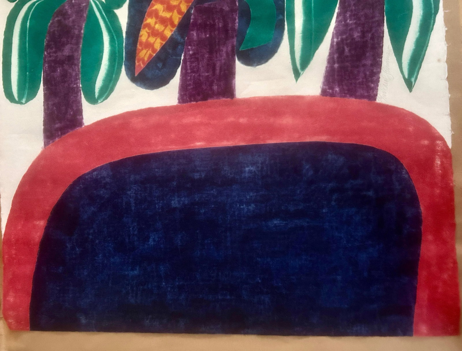 1980s Original Signed Carol Summers "Krishna Steals the Gopi's Clothes" Woodcut - 9
