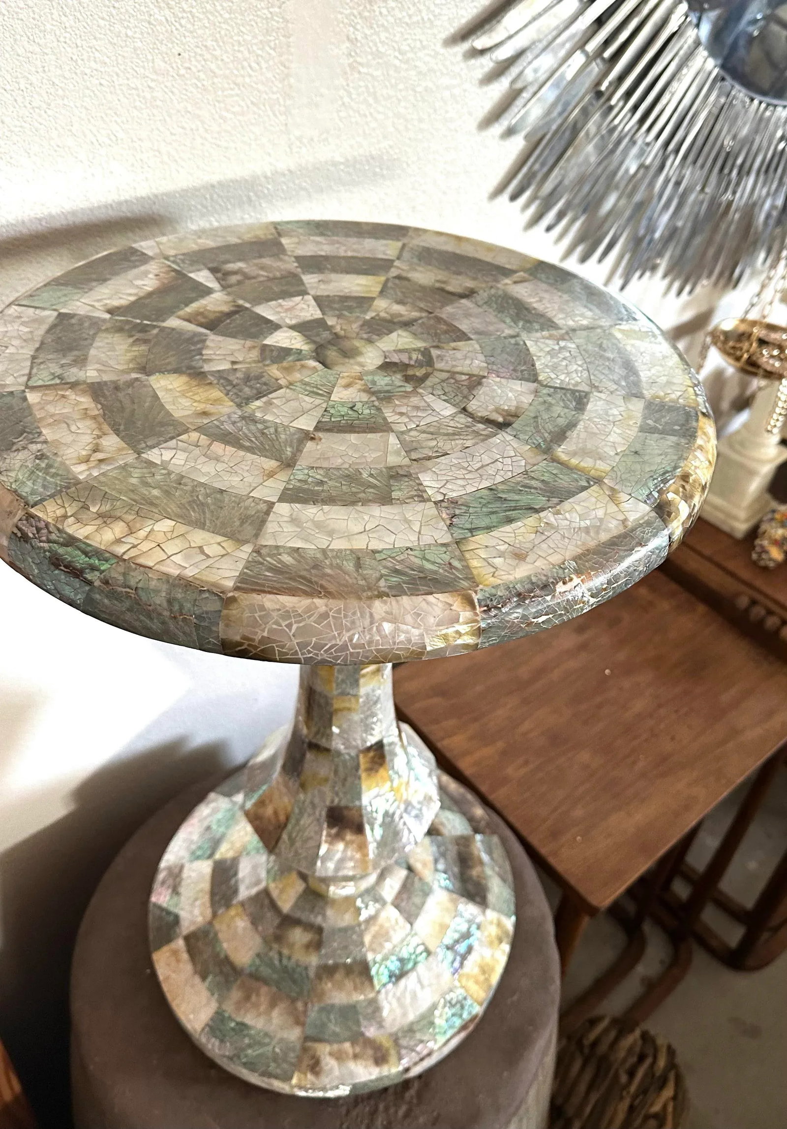 Mother of Pearl Inlay Petite Side Table. - 3