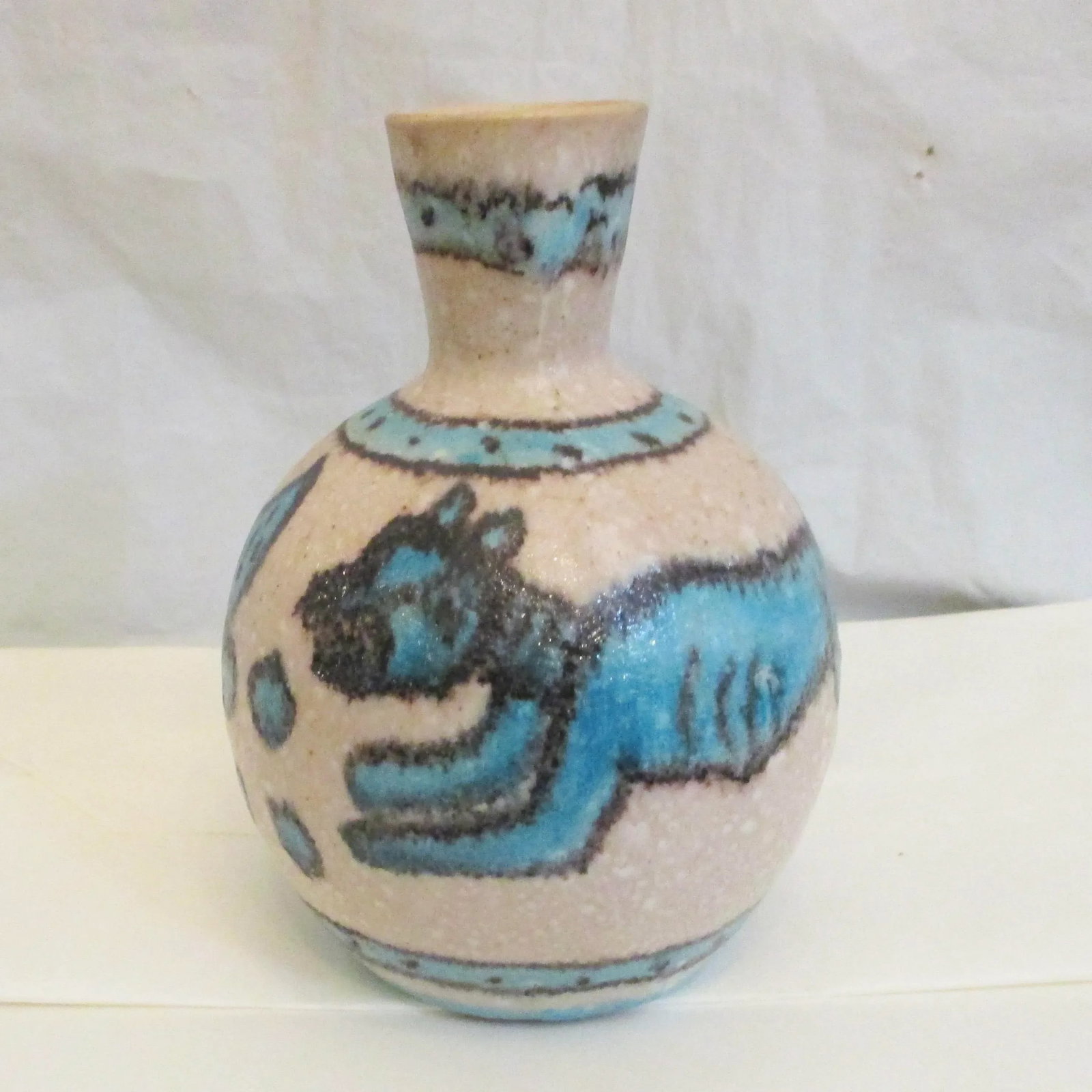 Guido Gambone Hound Chases Fox Vase 50s - 2