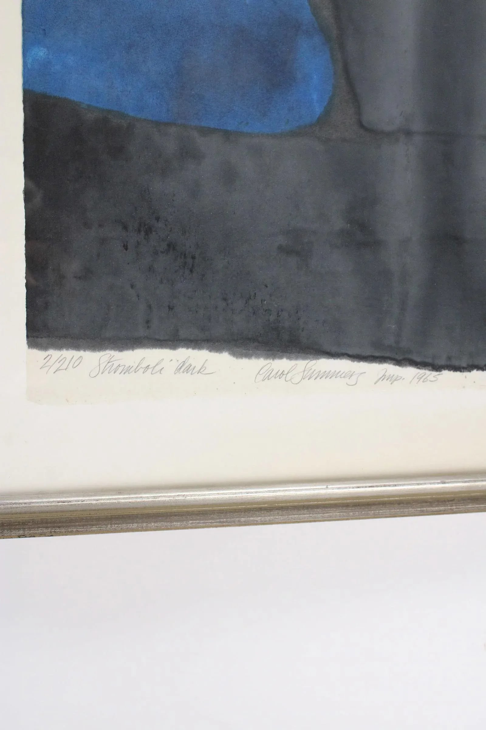 1960s Original Signed Carol Summers "Stromboli Dark" Woodblock Print, Framed - 5