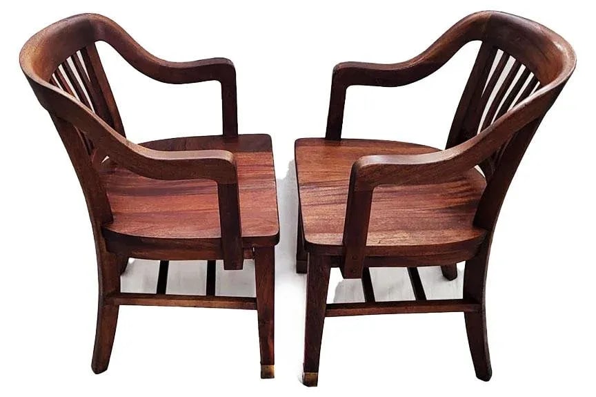 Antique Wooden Jury Chairs Utah State Legislature - Set of 2 Tagged & Numbered - 2