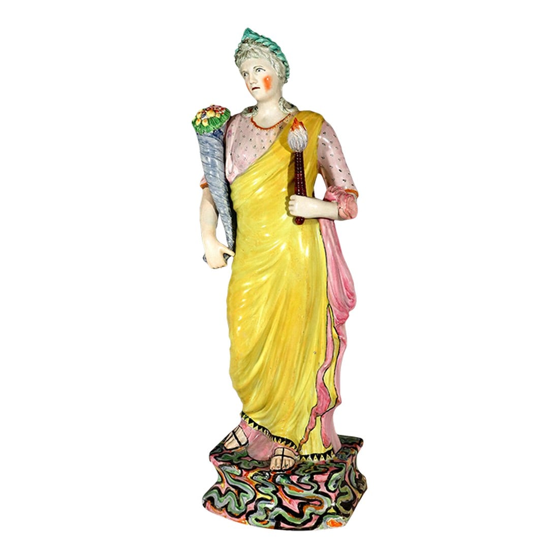 Large-Scale Staffordshire Pottery Pearlware Figure of Ceres (Plenty): Large Staffordshire Pearlware Pottery Figure of Ceres or Plenty, Circa 1815 This large-scale figure of Ceres or Plenty is a stunning example of Staffordshire pottery. The figure is finely modeled and