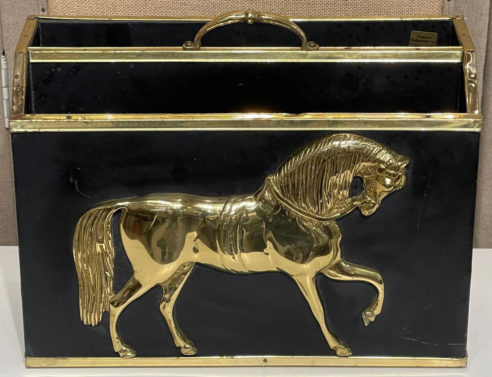 Thos. Blakemore Ltd. English Regency Style Brass & Leather Horse Document Stand - 8