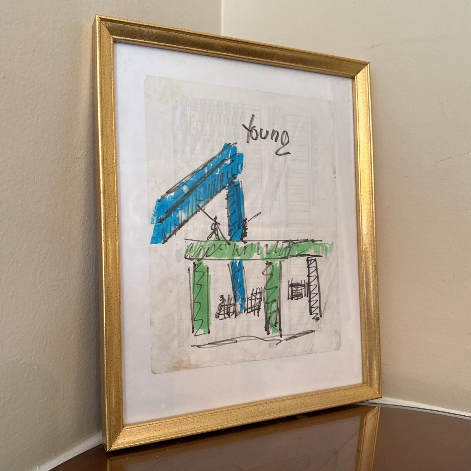 1990s Figurative Abstract Sketch by Purvis Young, Framed - 3