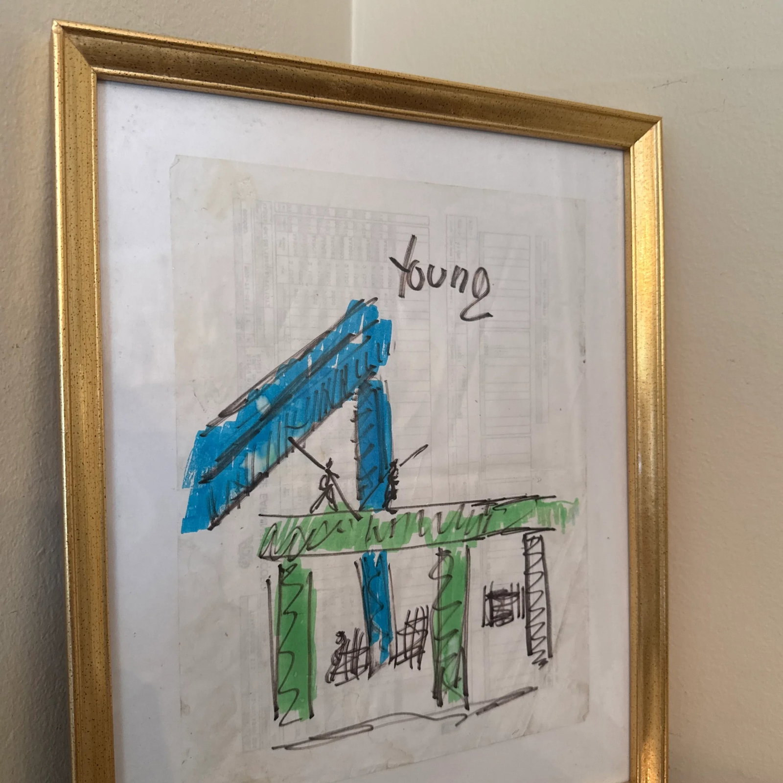 1990s Figurative Abstract Sketch by Purvis Young, Framed - 4