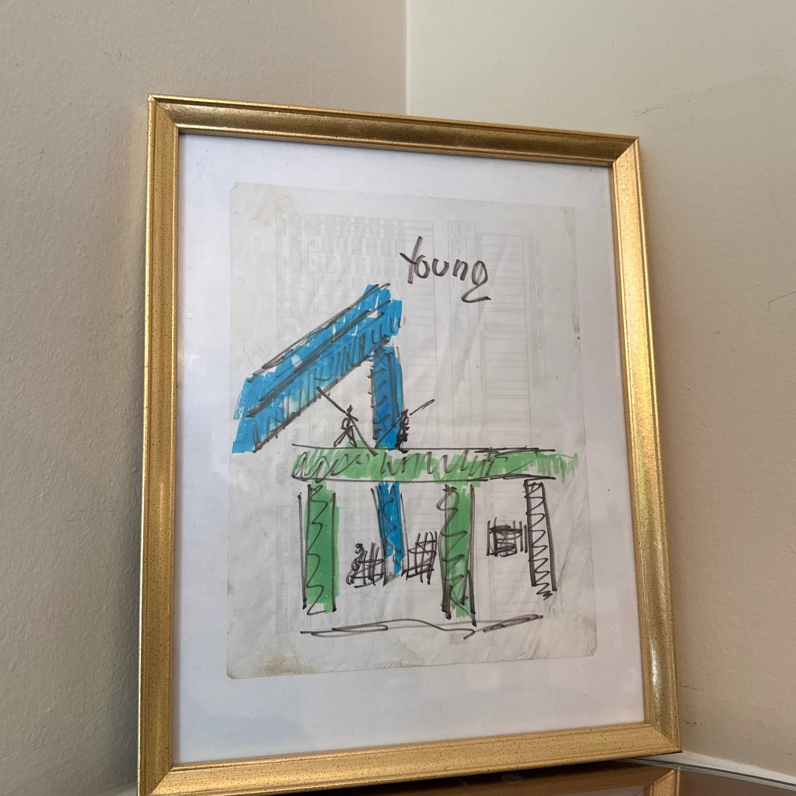 1990s Figurative Abstract Sketch by Purvis Young, Framed - 7
