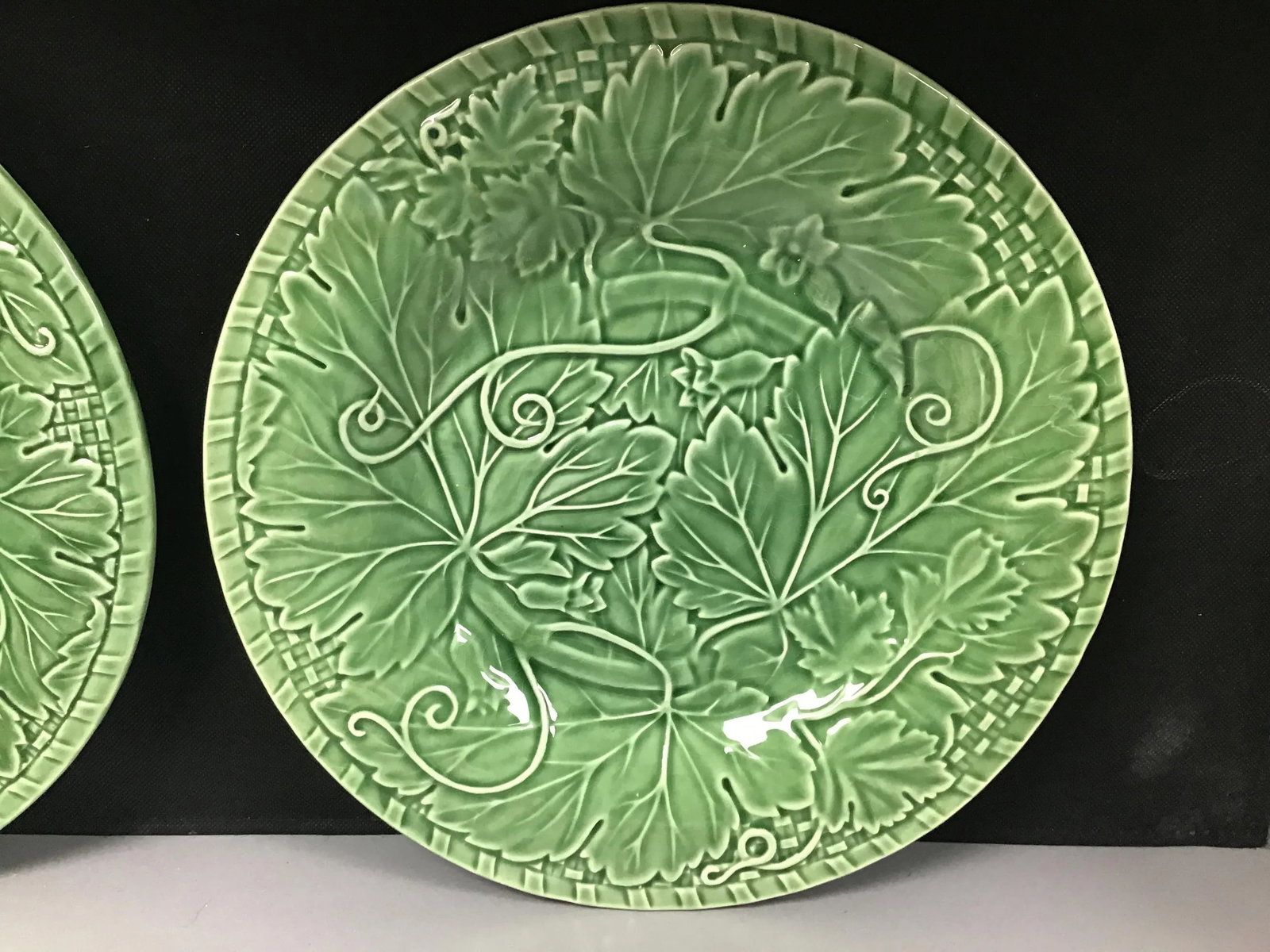 Vintage Bordallo Pinheiro Vine & Leaf Plate - a Pair - 2