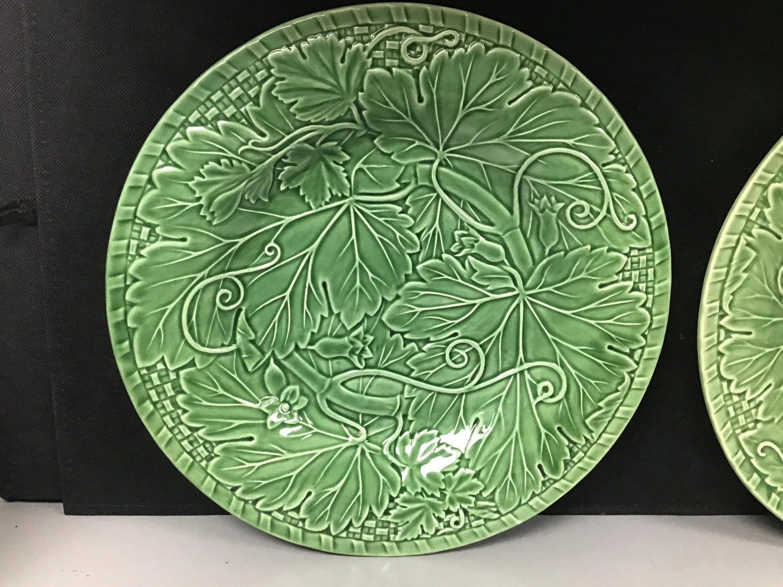 Vintage Bordallo Pinheiro Vine & Leaf Plate - a Pair - 3