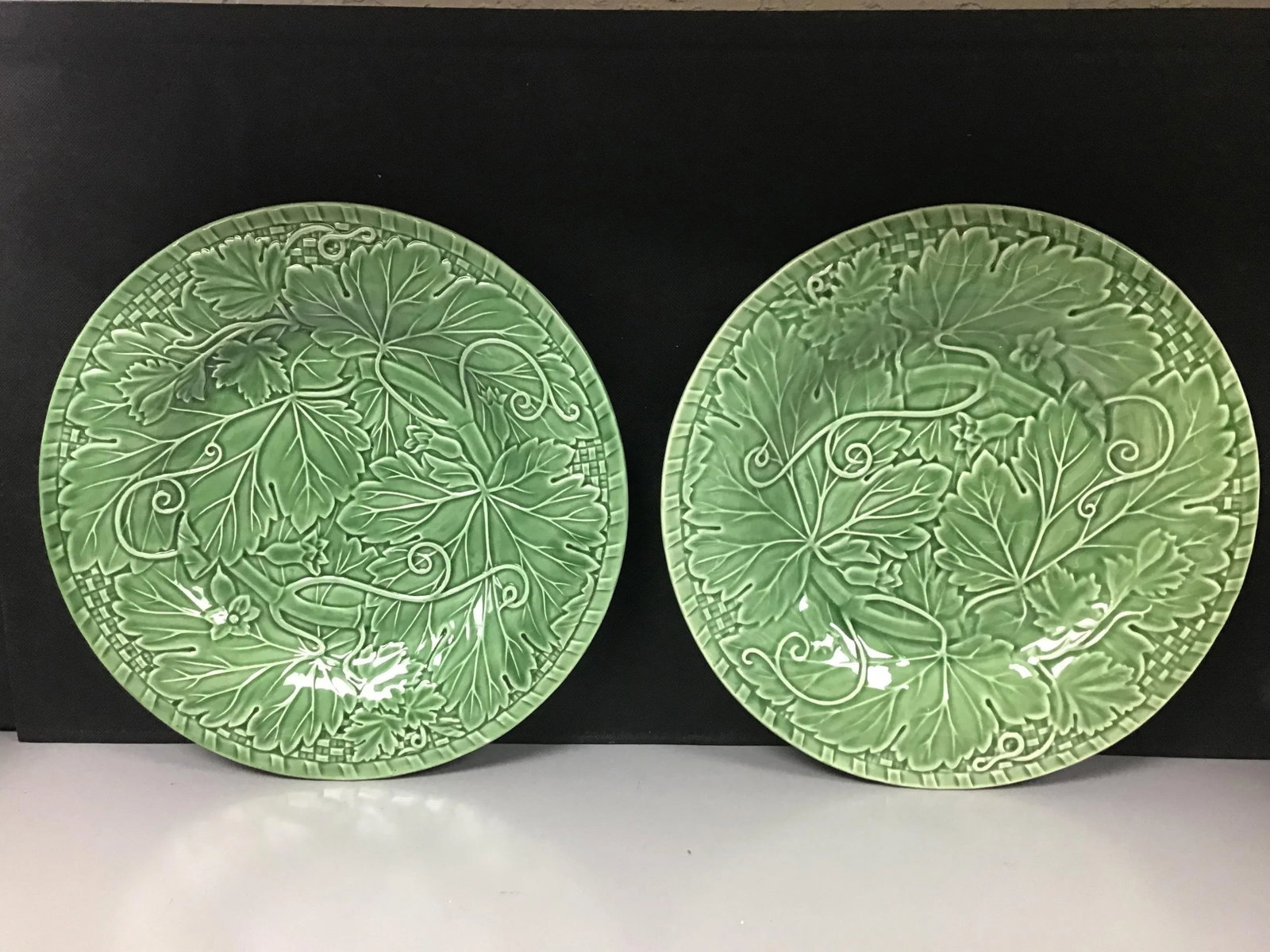 Vintage Bordallo Pinheiro Vine & Leaf Plate - a Pair - 8