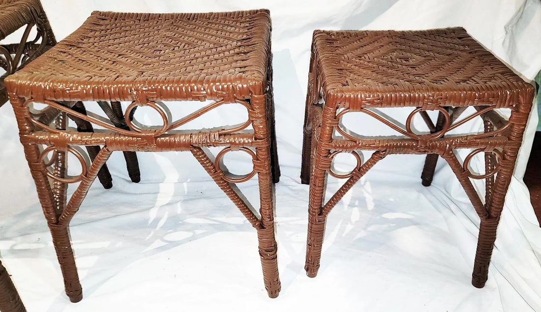 1950s Nesting Set of Caned End Tables, Set of 3 - 6