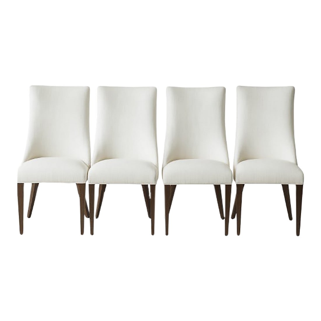 Restoration Hardware – Ella Fabric Dining Side Chairs Set of 4: Restoration Hardware – Ella Fabric Dining Side Chairs (Set of 4) Finish: Waxed Brown Oak Fabric: PerennialsÂ® Performance Textured Linen Weave in White Condition: Excellent Pre-Owned