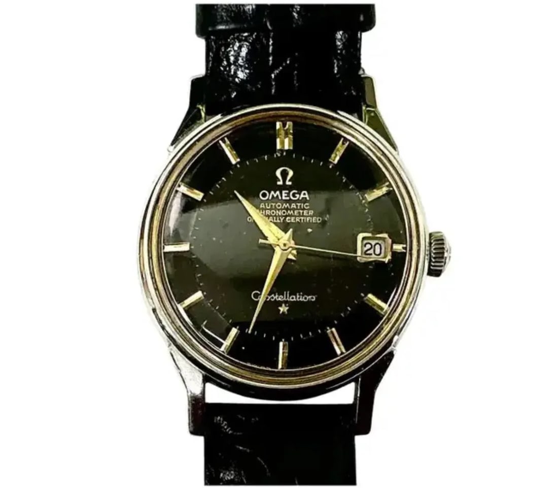 Vintage Omega Black Dial Constellation Watch - 3