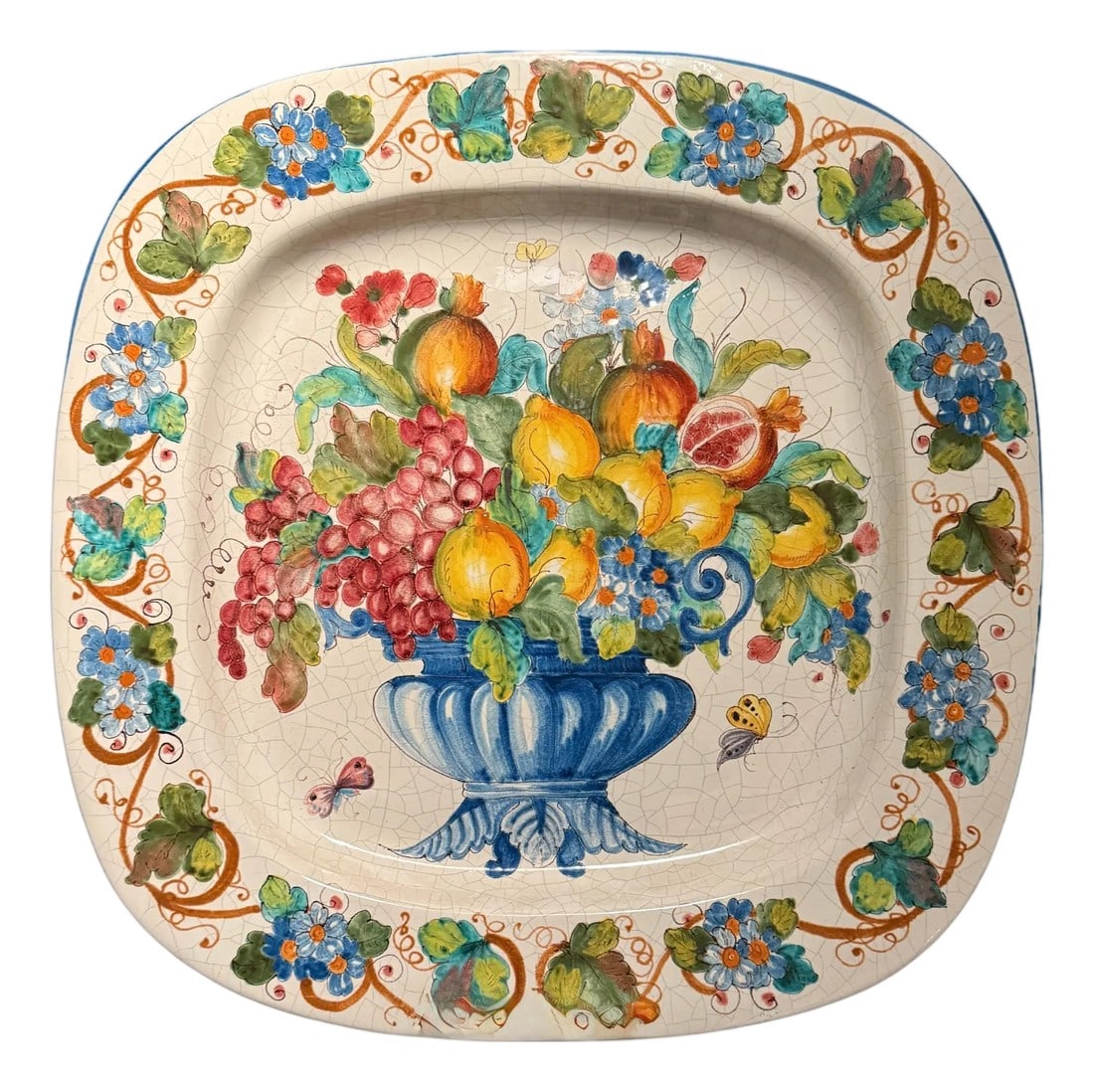 Large Late 20th Century Italian Majolica Paint Decorated Tray (1 of 7)