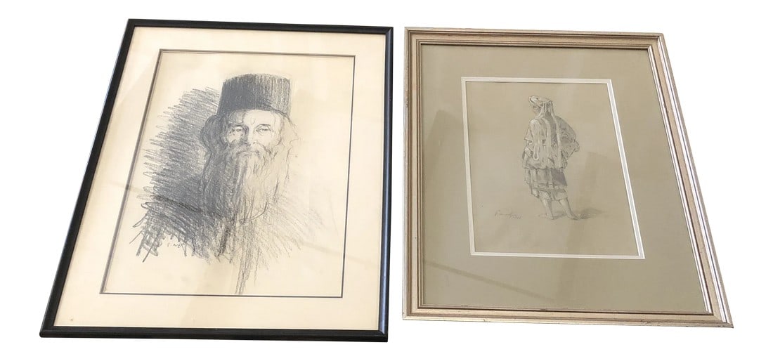 Framed Charcoal Portrait Sketches - A Pair (1 of 8)