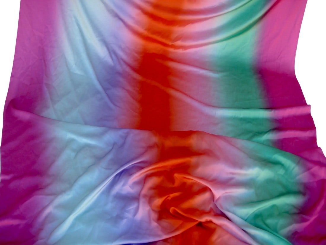 1970s Italian Textile Como Silk Fabric Rainbow - 9 Yards: Stunning silk coupon 9.08 yard long on 1.63 wide, so in inch 327 on 59, the pice is actually a little bigger but we counted only the piece 100% usable as at the end of the roll there is traces of glue