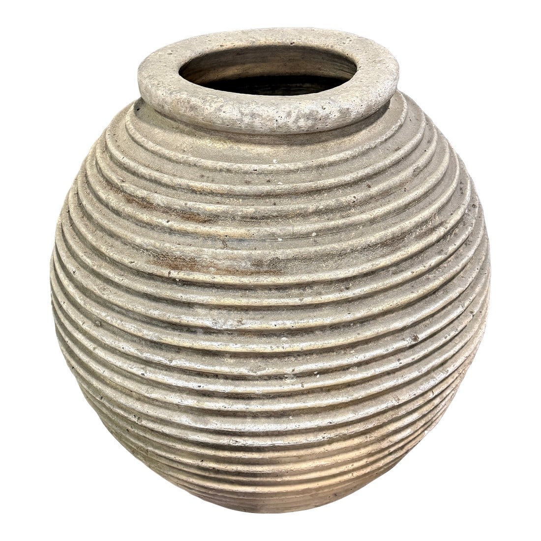 Antique Early 20th Century Monumental Terracotta "Beehive" Olive Oil Jar – Ribbed Amphora Vess (1 of 10)