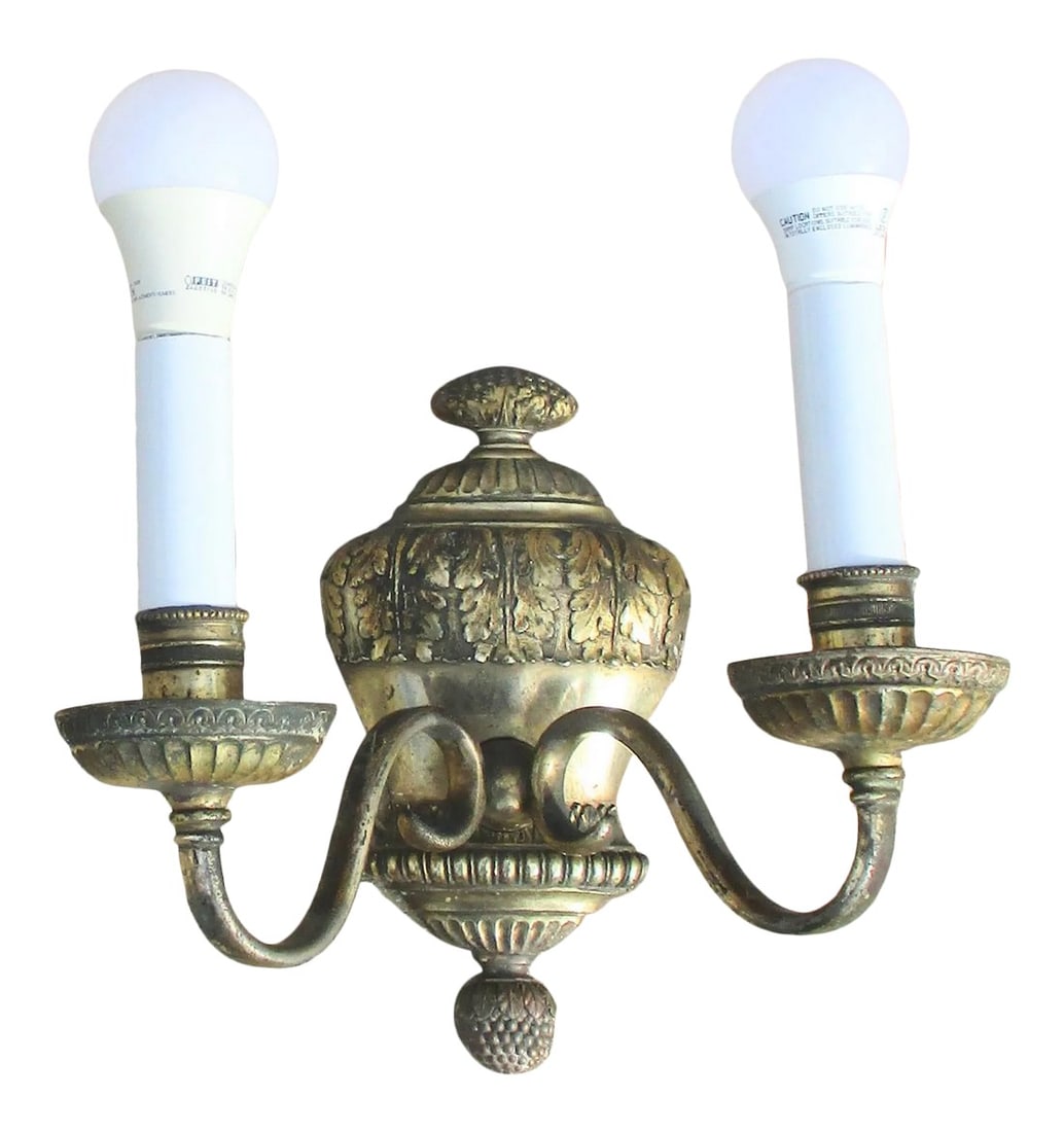 Two Candle Silvered Bronze Sconce. (1 of 8)