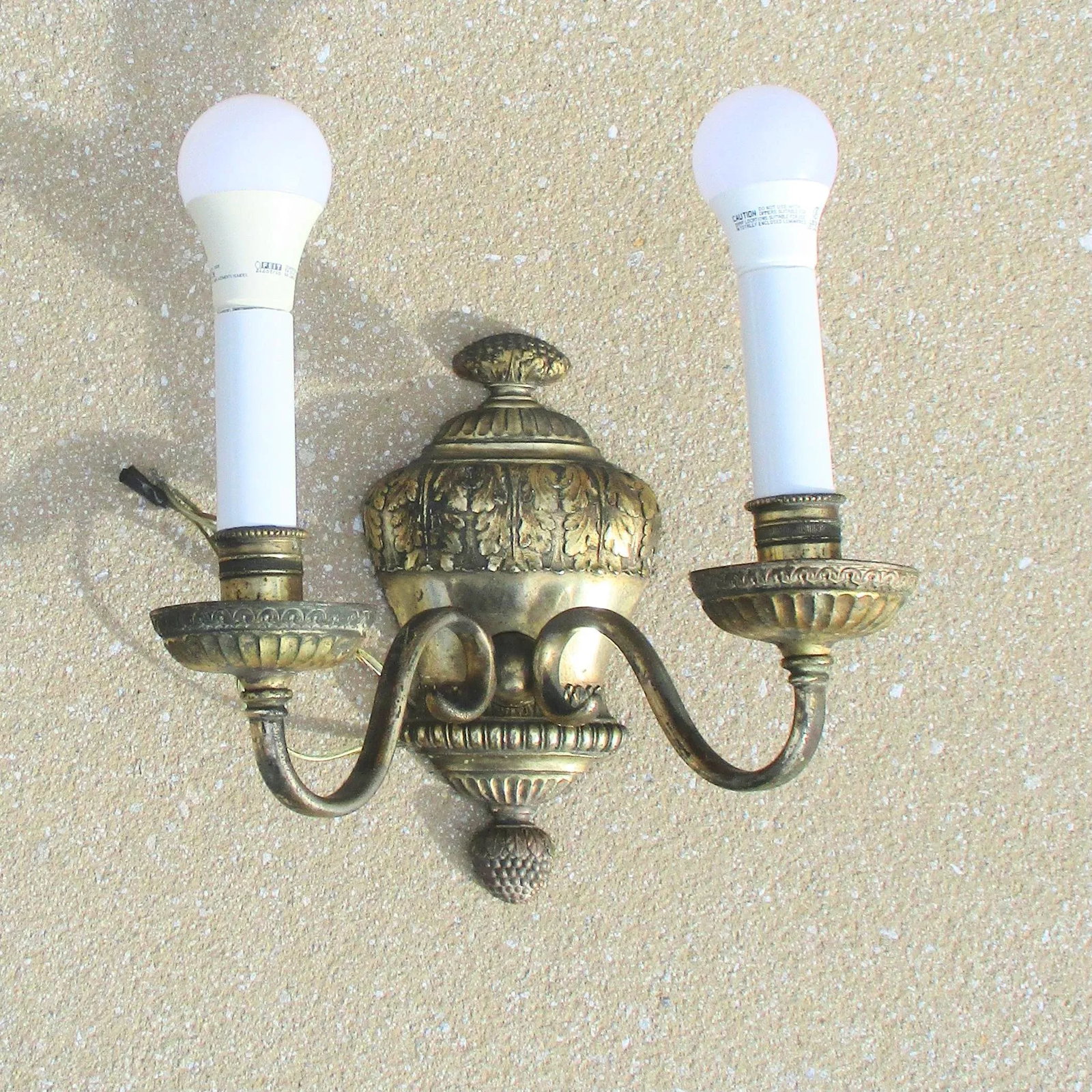 Two Candle Silvered Bronze Sconce. - 8