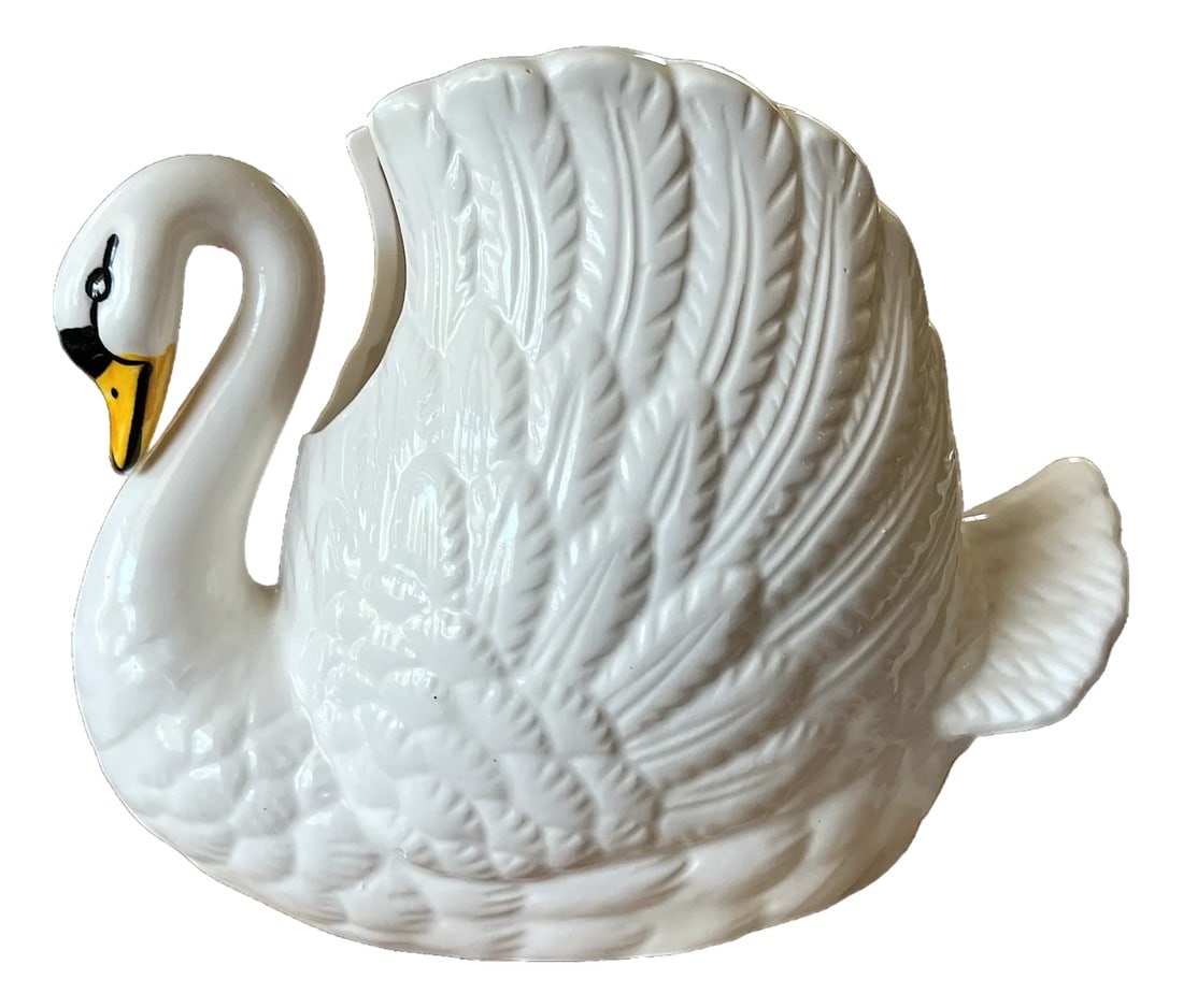 1960s Rosenthal Netter Porcelain White Majolica Swan Planter Cachepot (1 of 8)