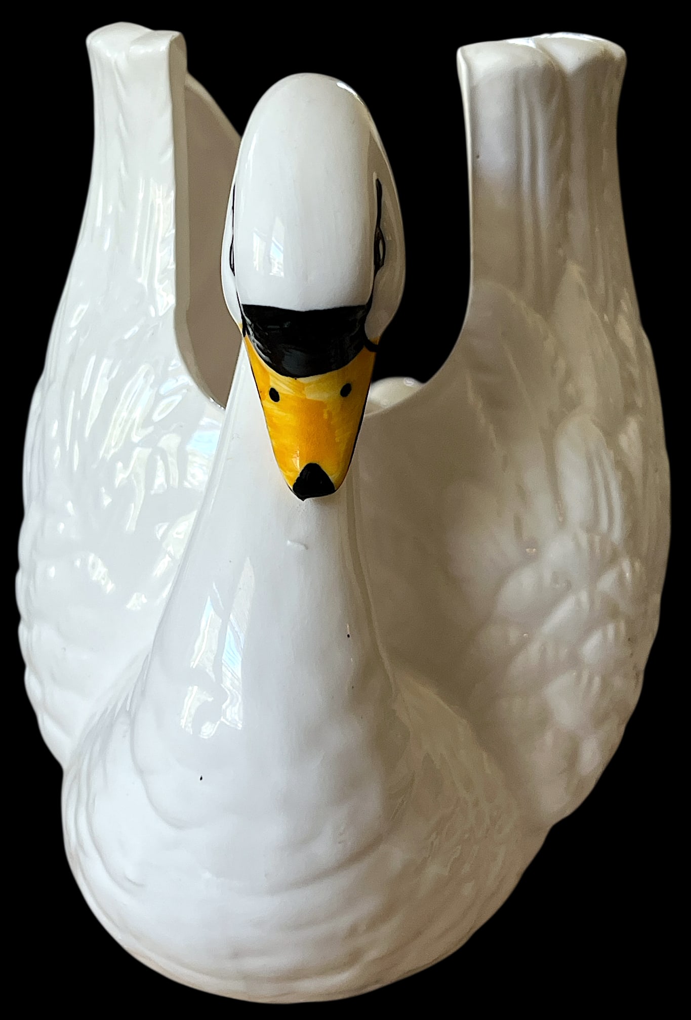 1960s Rosenthal Netter Porcelain White Majolica Swan Planter Cachepot - 3