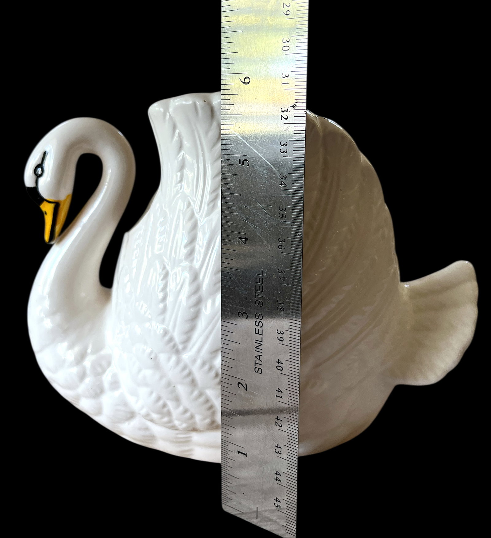 1960s Rosenthal Netter Porcelain White Majolica Swan Planter Cachepot - 7